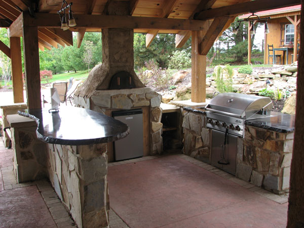 Outdoor Kitchen with Real Stone